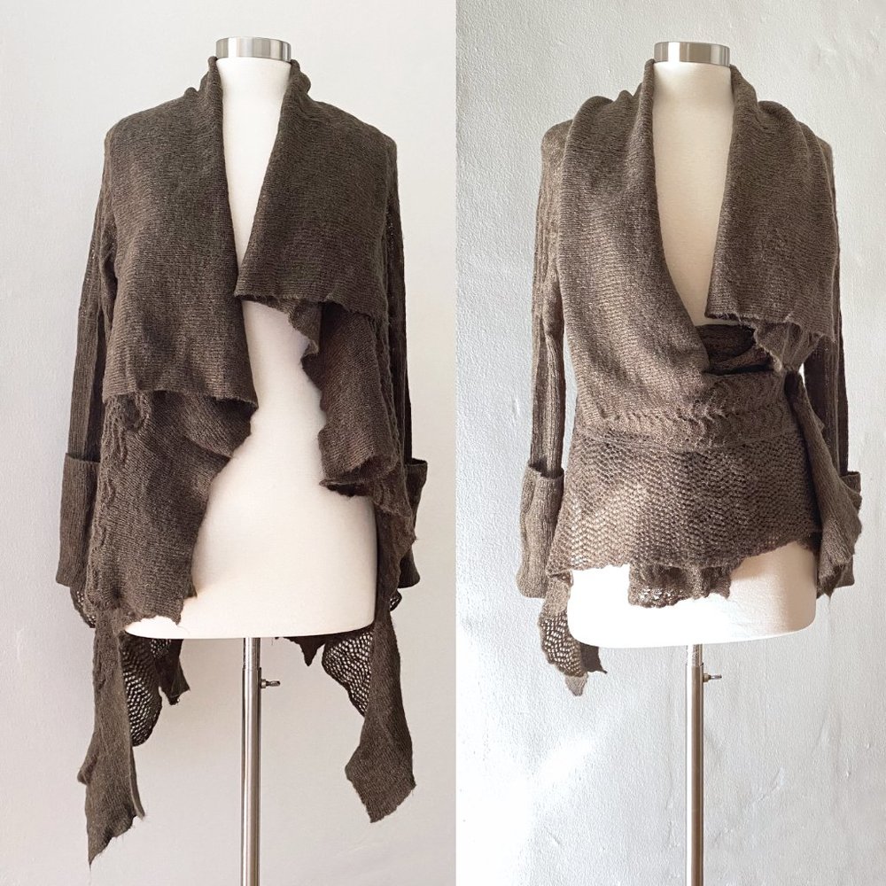 Mohair/wool Arathusa pointelle waterfall cardigan